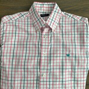 Southern Marsh Men's Pink and White Checkered Shirt Size L Great Condition
